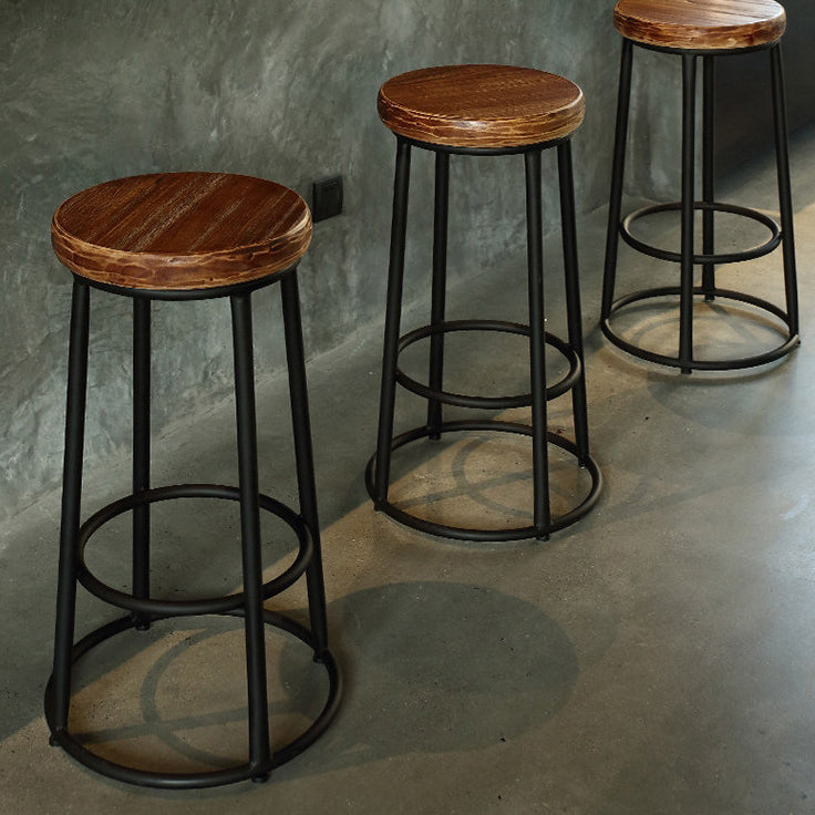 Industrial Wood Iron Bar Stool