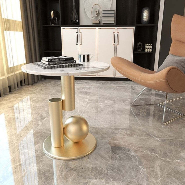 Scandinavian Single-Leg Rock Metal Coffee Table