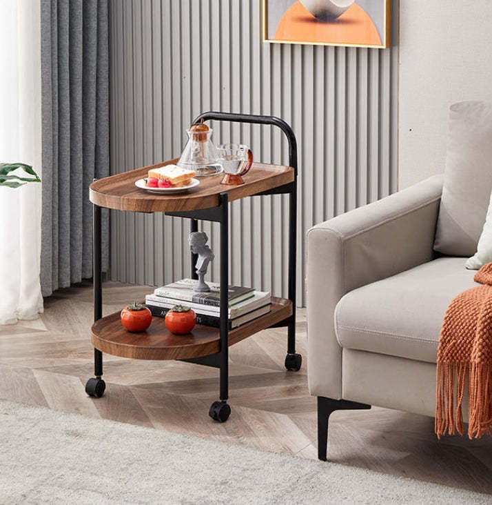Minimalist four-leg cart gray coffee tables in metal glass wood