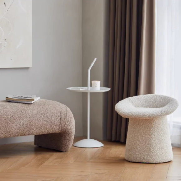 Minimalist Flat Mushroom Metal Lambswool Chair