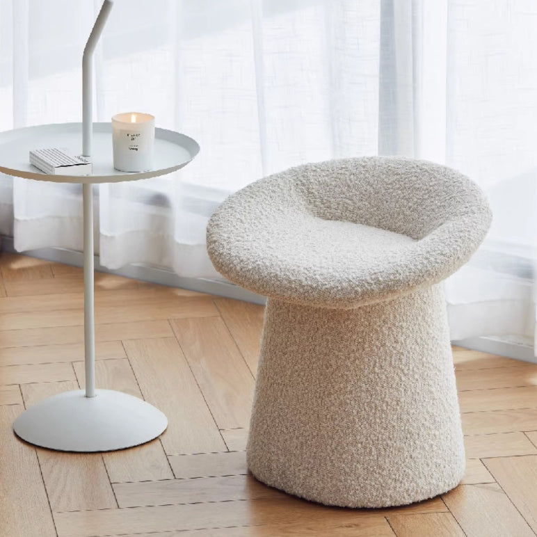 Minimalist Flat Mushroom Metal Lambswool Chair — Pink