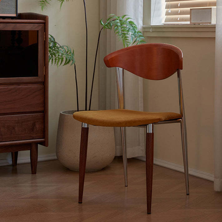 Vintage Metal Fabric Four-Leg Dining Chair