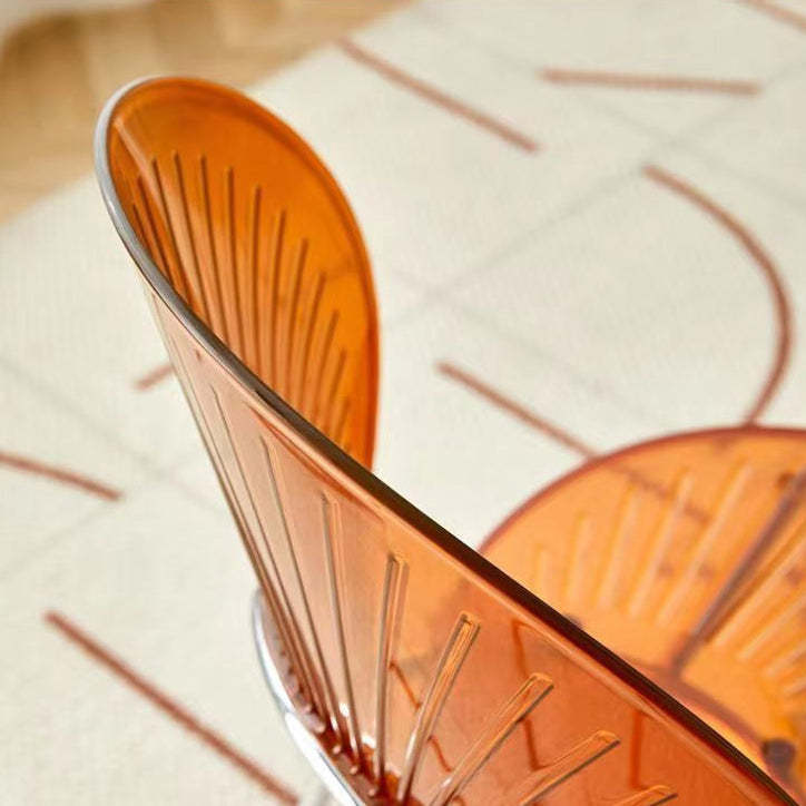 Minimalist Scalloped Shell Iron Chair — Amber