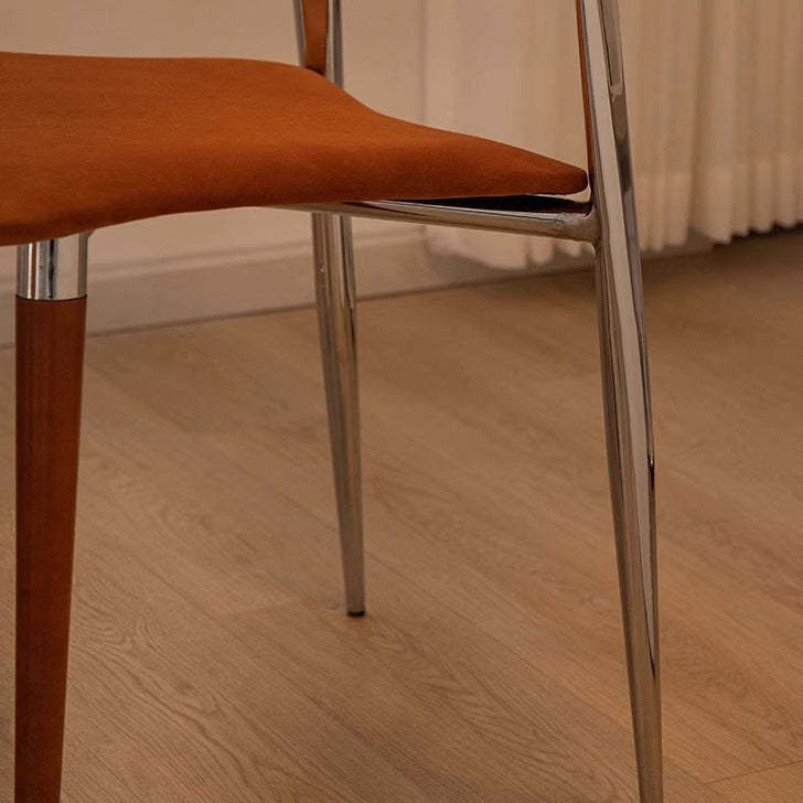 Vintage Velvet Iron Tapered-Leg Dining Chair — Black Backrest + Navy Blue Seat