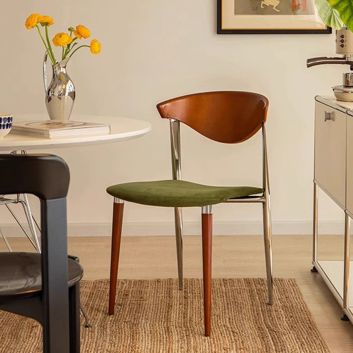 Vintage Velvet Iron Tapered-Leg Dining Chair