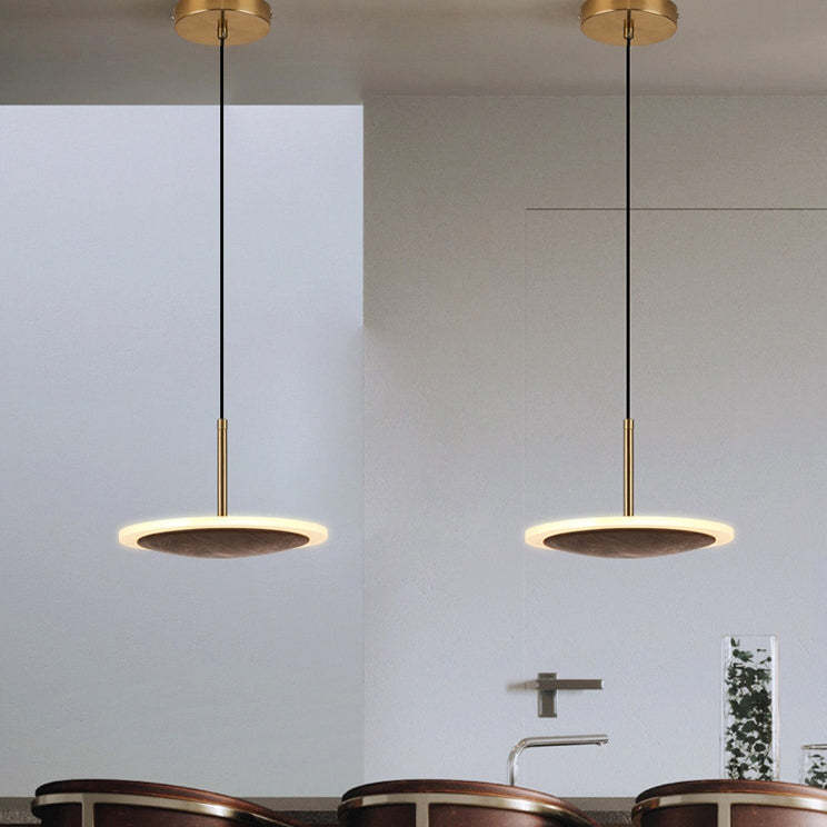 Modern Brown Walnut Wood LED Pendant Light