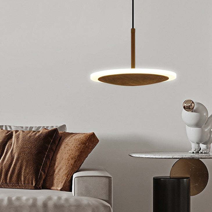 Modern Brown Walnut Wood LED Pendant Light