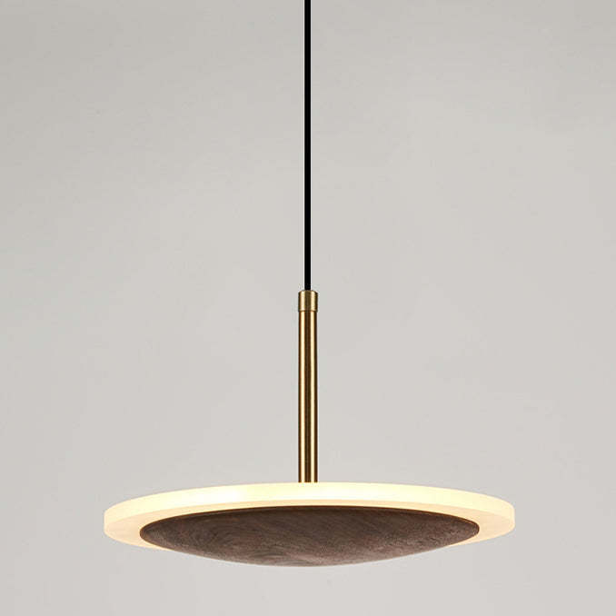 Modern Brown Walnut Wood LED Pendant Light