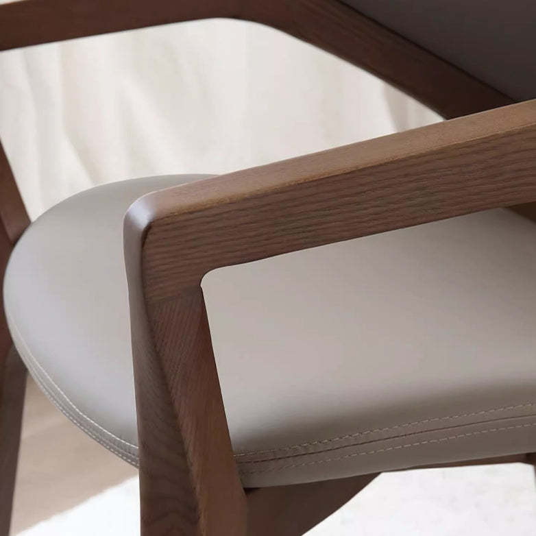 Scandinavian Leather Ash Wood Dining Chair