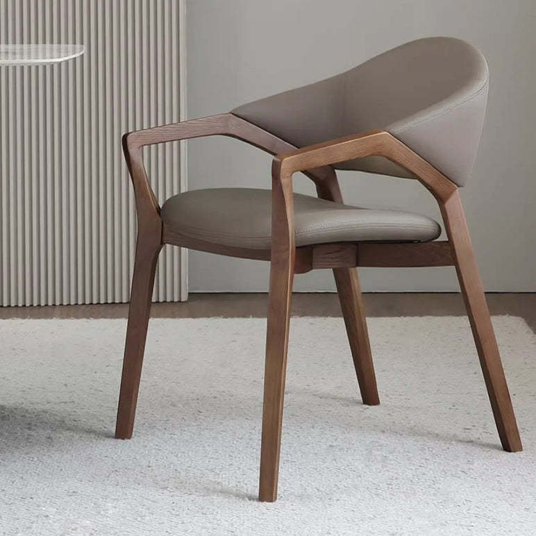 Scandinavian Leather Ash Wood Dining Chair