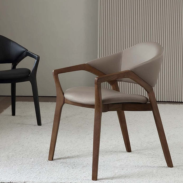 Scandinavian Leather Ash Wood Dining Chair