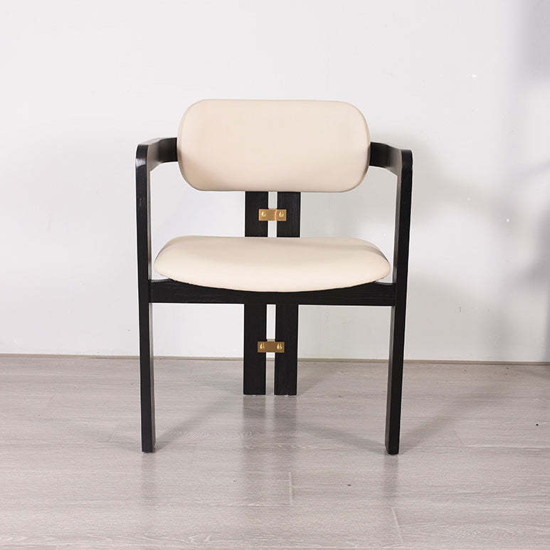 Chinese Ash Leather Elliptical Dining Chair