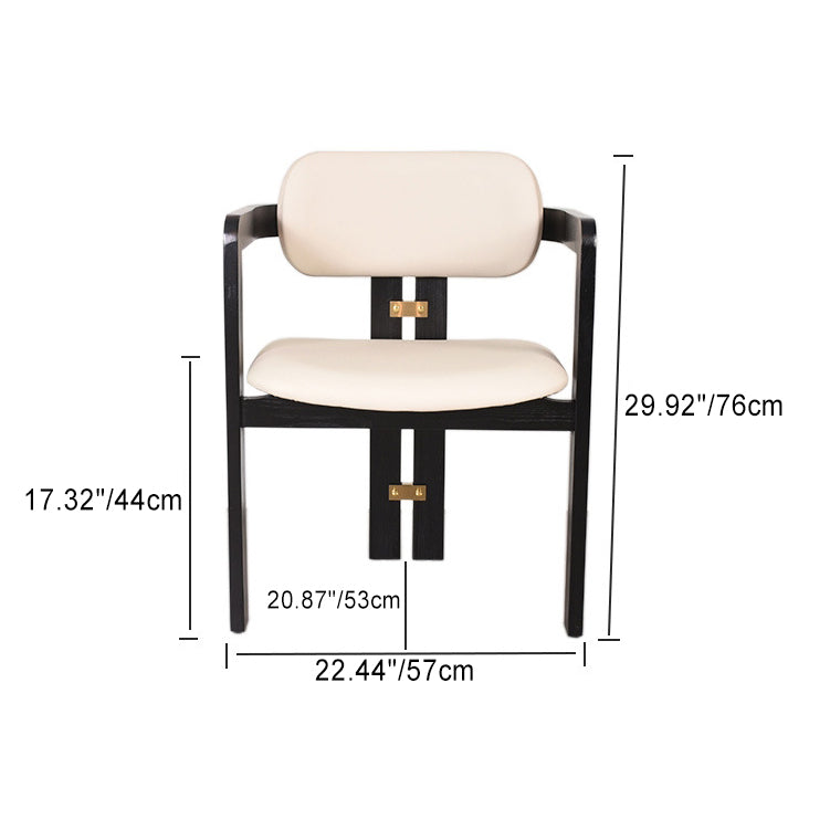Chinese Ash Leather Elliptical Dining Chair