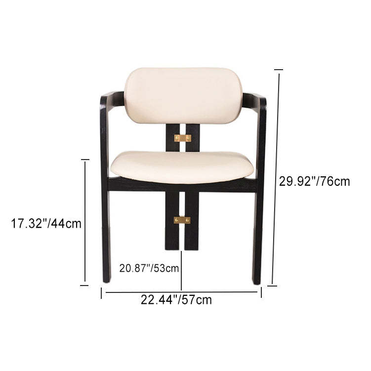 Chinese Ash Leather Elliptical Dining Chair