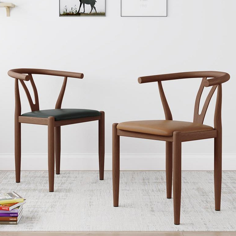 Modern Leather Steel Curved Dining Chair