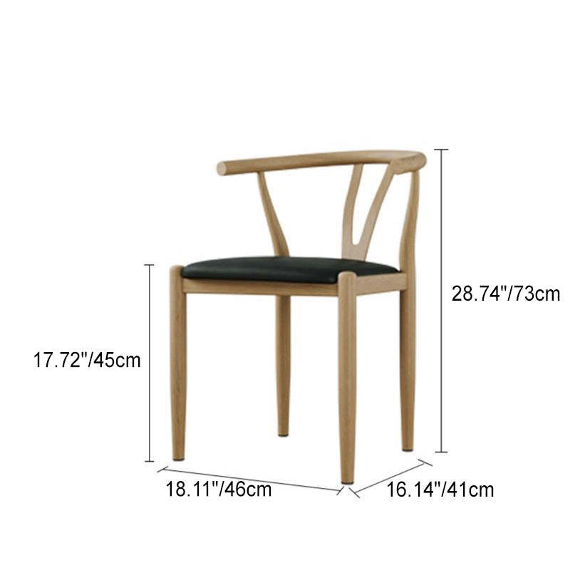 Modern Leather Steel Curved Dining Chair — Brown / Wood Color