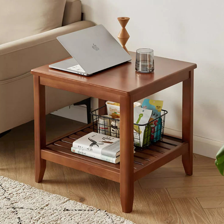 Minimalist Square Wood 4-Leg Coffee Table — Rectangular / Wood Color