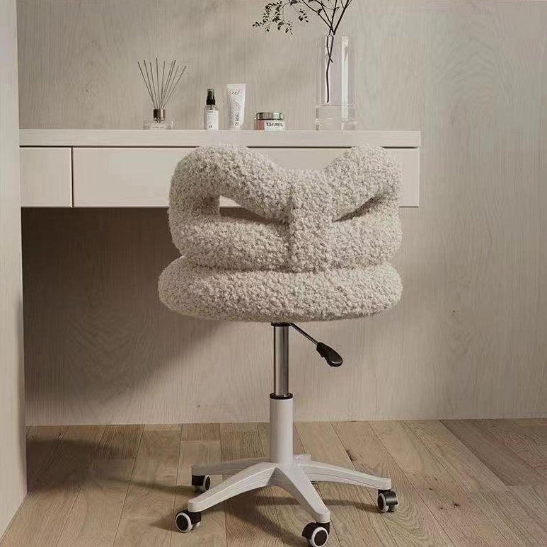 Round Bow Lambswool Steel Vanity Stool