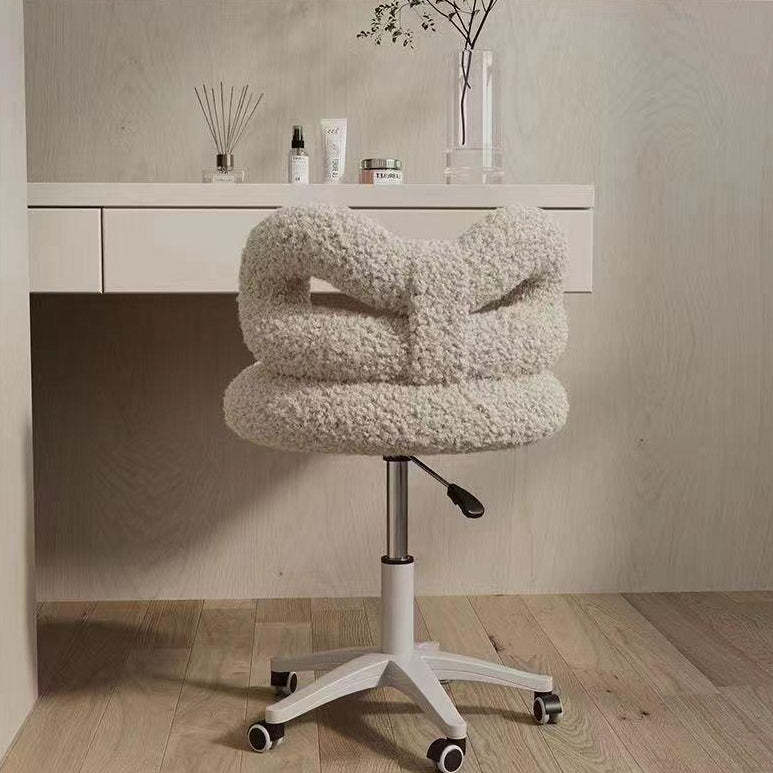 Round Bow Lambswool Steel Vanity Stool