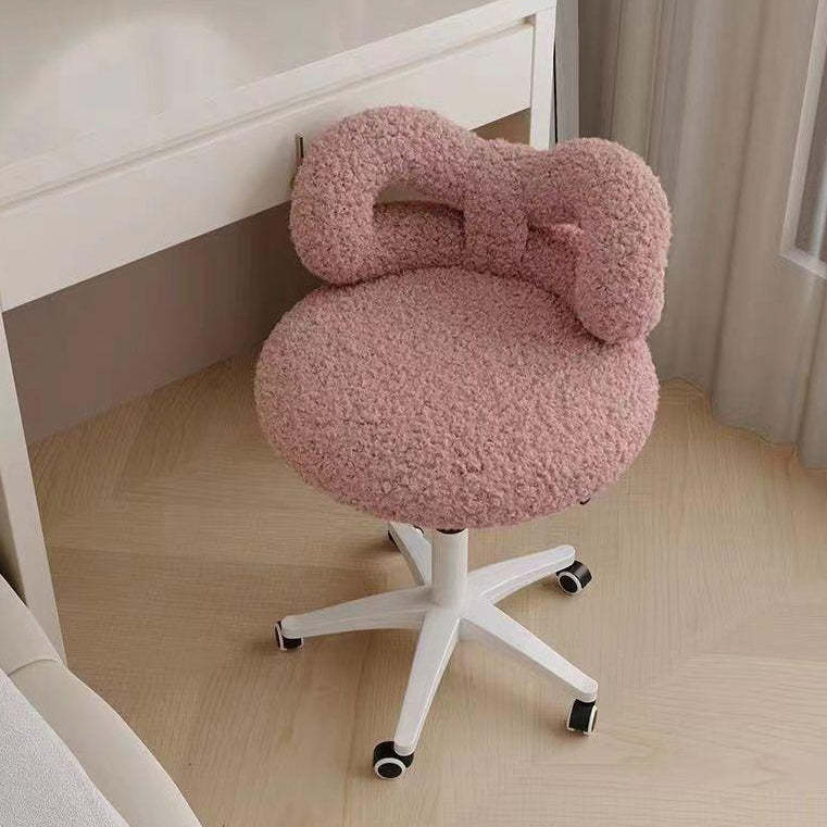Round Bow Lambswool Steel Vanity Stool