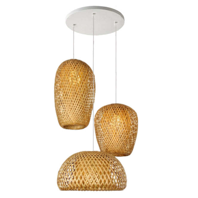 Rustic Bamboo Woven Pendant Light