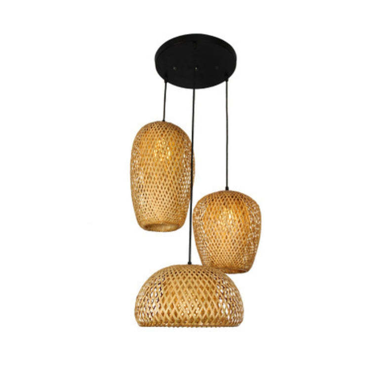 Rustic Bamboo Woven Pendant Light