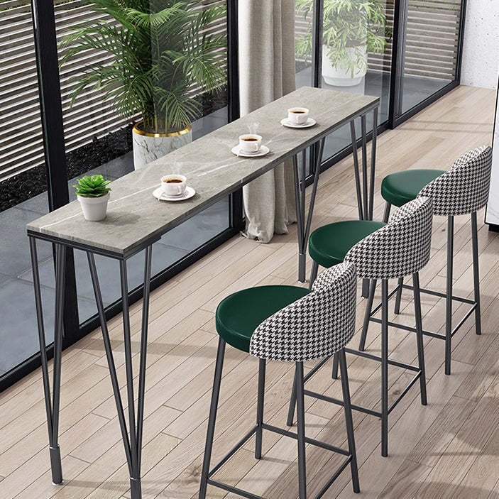 Nordic round gray bar & counter stools in leather iron