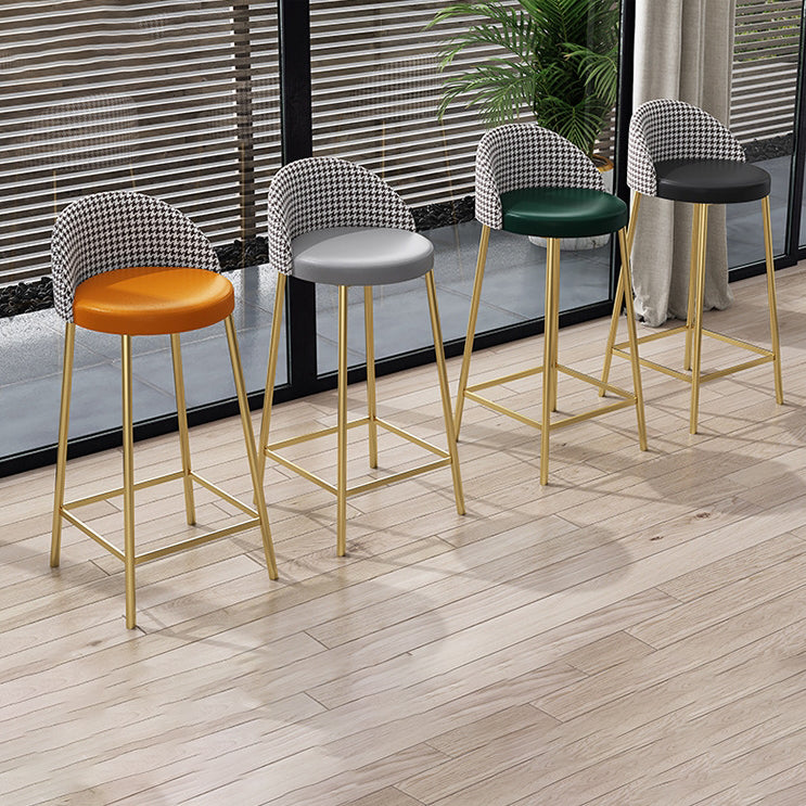 Scandinavian Round PU Leather Iron Bar Stool
