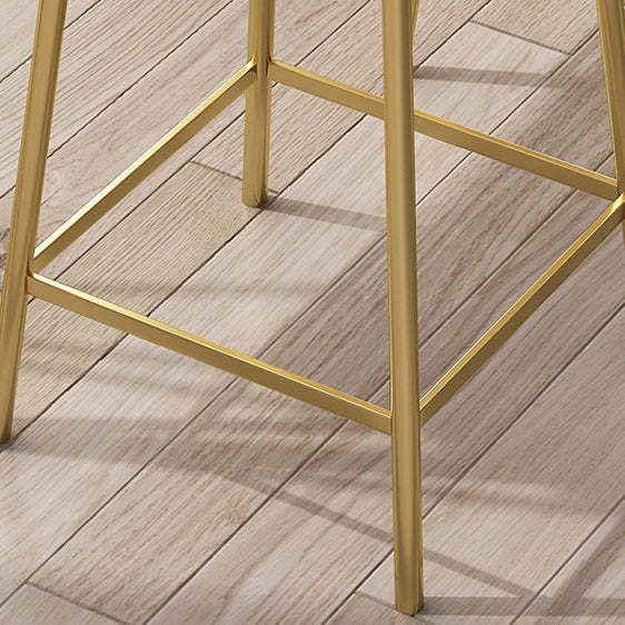 Scandinavian Round PU Leather Iron Bar Stool — Gold Legs + Black Cushion