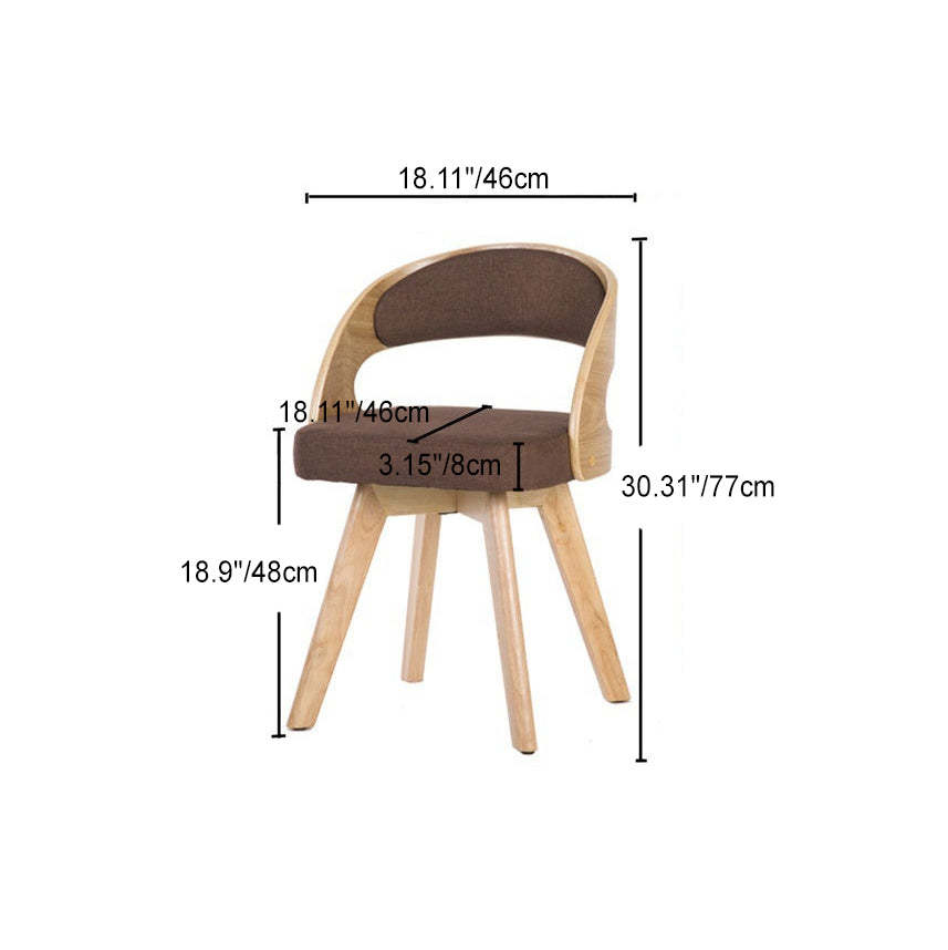 Nordic Fabric Splayed Leg Curved Dining Chair — Beige