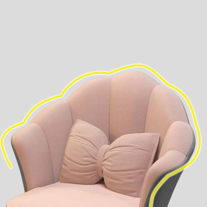 French Petal Flannel Swivel Vanity Stool — No Swivel / Beige