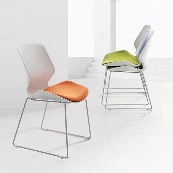 Scandinavian Curved Plastic Steel Desk Chair — Orange