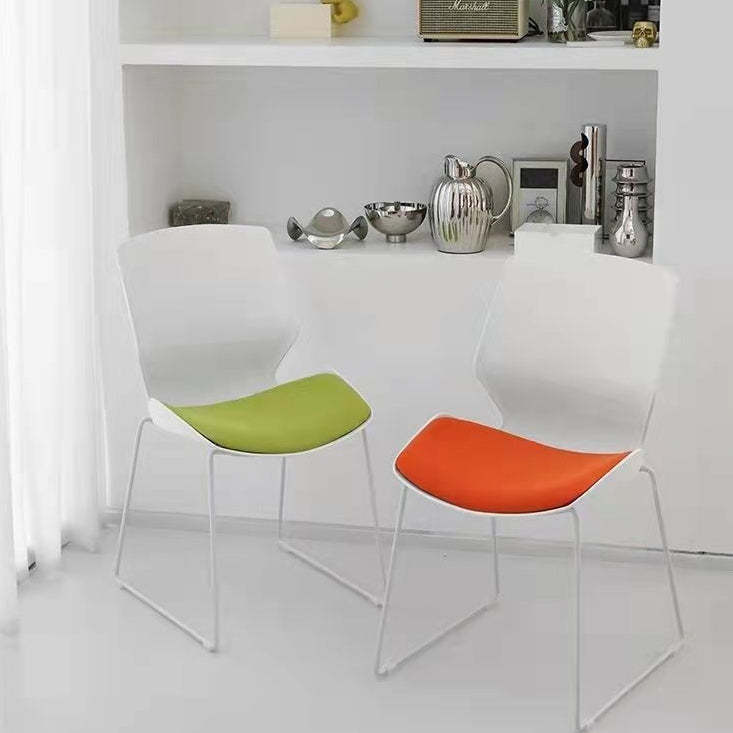 Scandinavian Curved Plastic Steel Desk Chair — Red