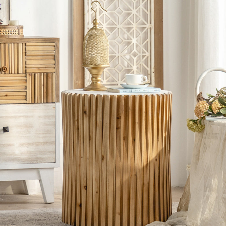 Vintage Cylindrical Wood Fibreboard End Table