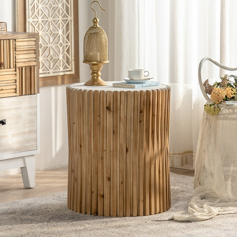 Traditional end cylindrical end & side tables in wood