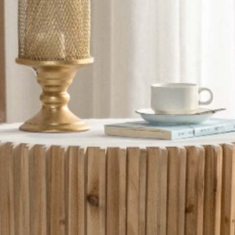 Vintage Cylindrical Wood Fibreboard End Table