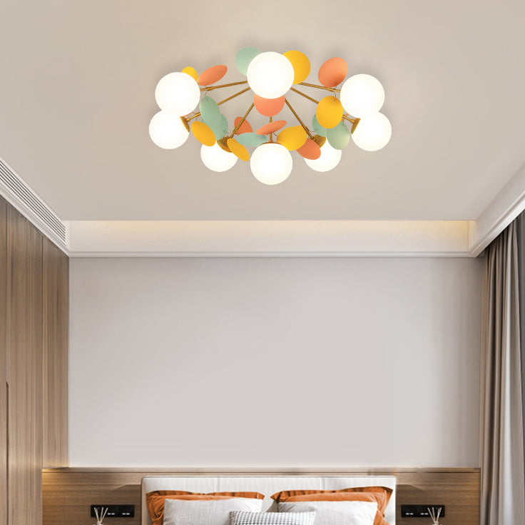 Lighom nordic branch flower white semi-flush mount light — Colorful / 4-Light / 220V-240V (UK/AU