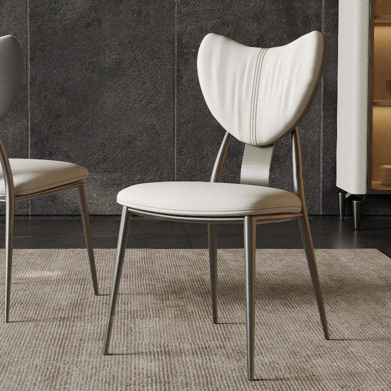 Modern Curved Microfiber Leather Metal Dining Chair