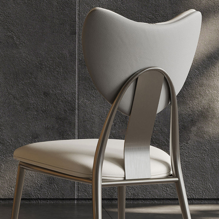 Modern Curved Microfiber Leather Metal Dining Chair
