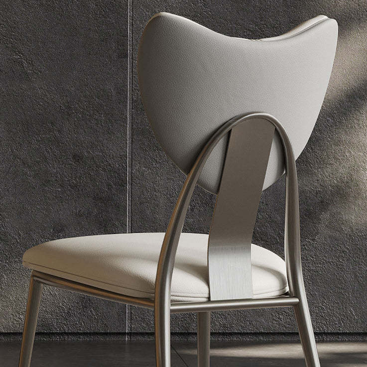 Modern Curved Microfiber Leather Metal Dining Chair