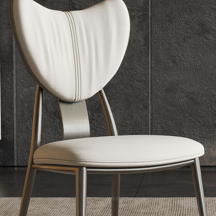 Modern Curved Microfiber Leather Metal Dining Chair