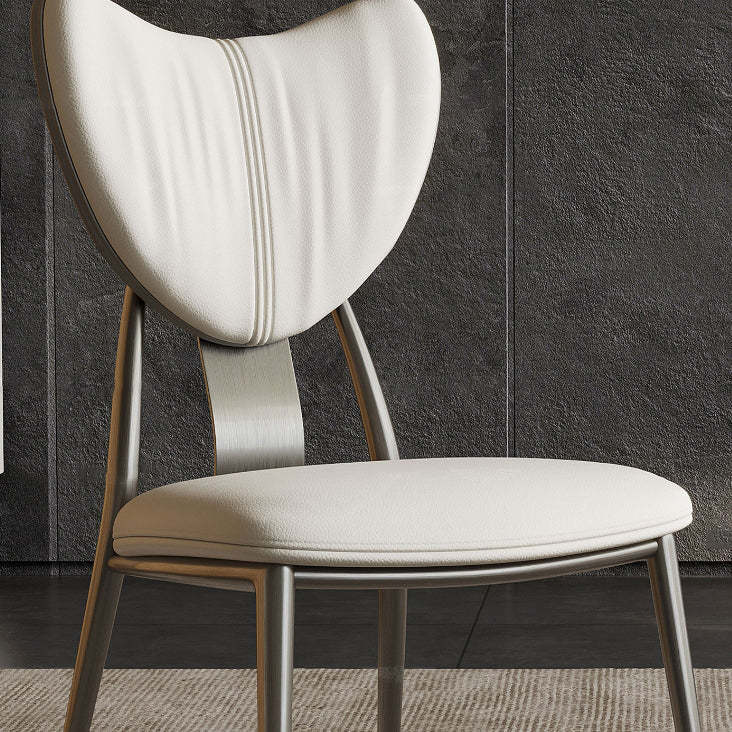 Modern Curved Microfiber Leather Metal Dining Chair