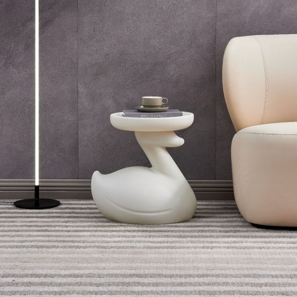 Contemporary Swan-Base Plastic Tray End Table — Yellow