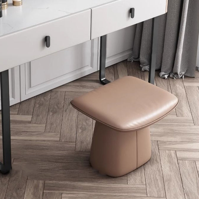 Minimalist Microfiber Leather Vanity Stool — Gray