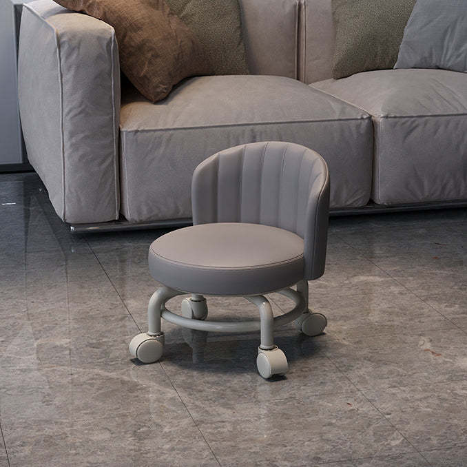 Minimalist Removable Curved Leather Iron Chair — Corner / Light Gray