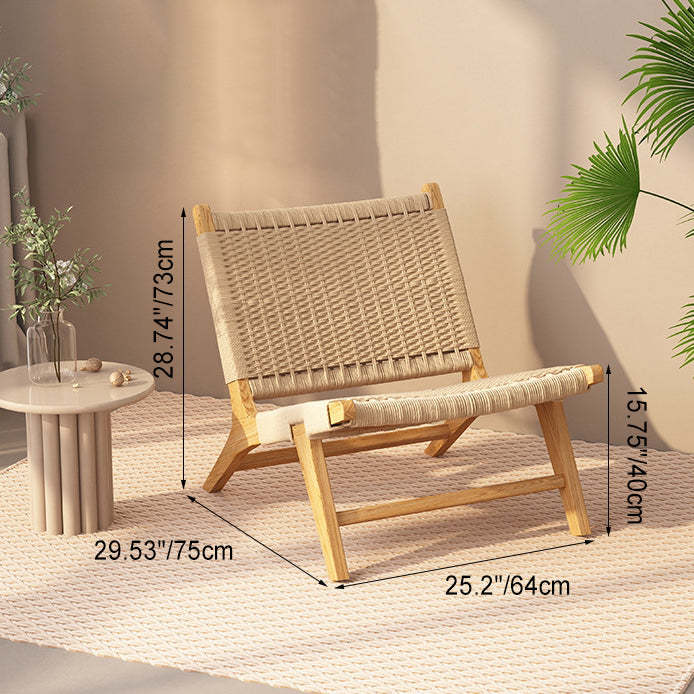 Nordic Woven Wood Rope Accent Chair — With Arm / Wood Color