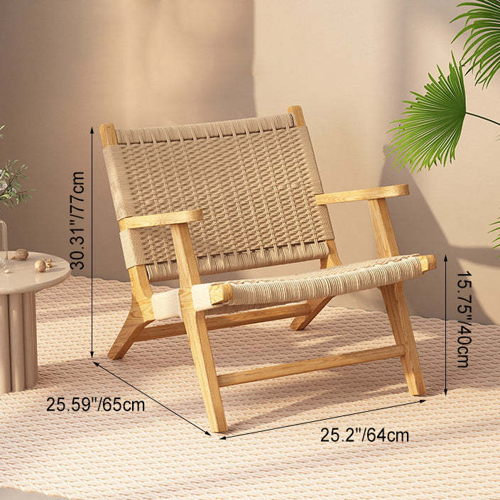 Nordic Woven Wood Rope Accent Chair — With Arm / Black