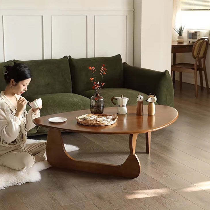 Japanese Triangle Rubberwood Coffee Table