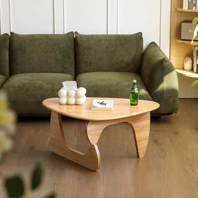 Japanese Triangle Rubberwood Coffee Table — Cherry Wood Color