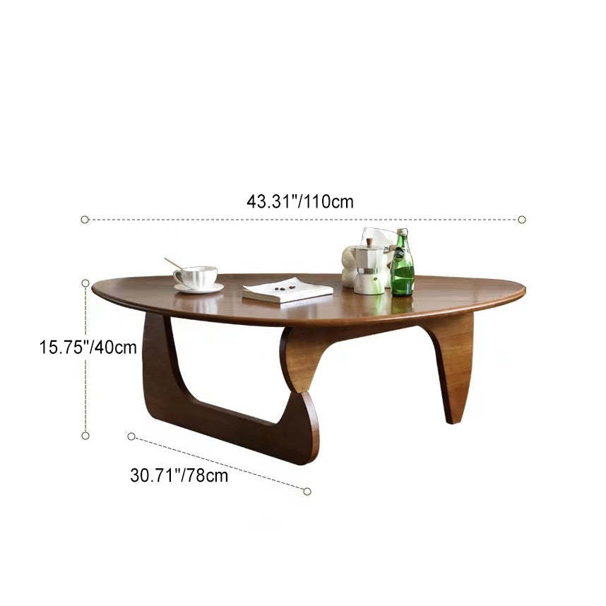 Japanese Triangle Rubberwood Coffee Table — Wood Color